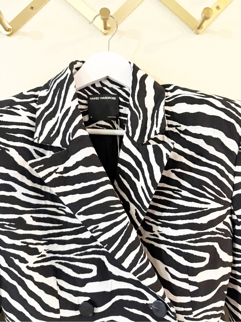 Naked Wardrobe Suiting Zebra Animal Print Jacquard Blazer Dress Jacket Small NEW - Picture 9 of 13